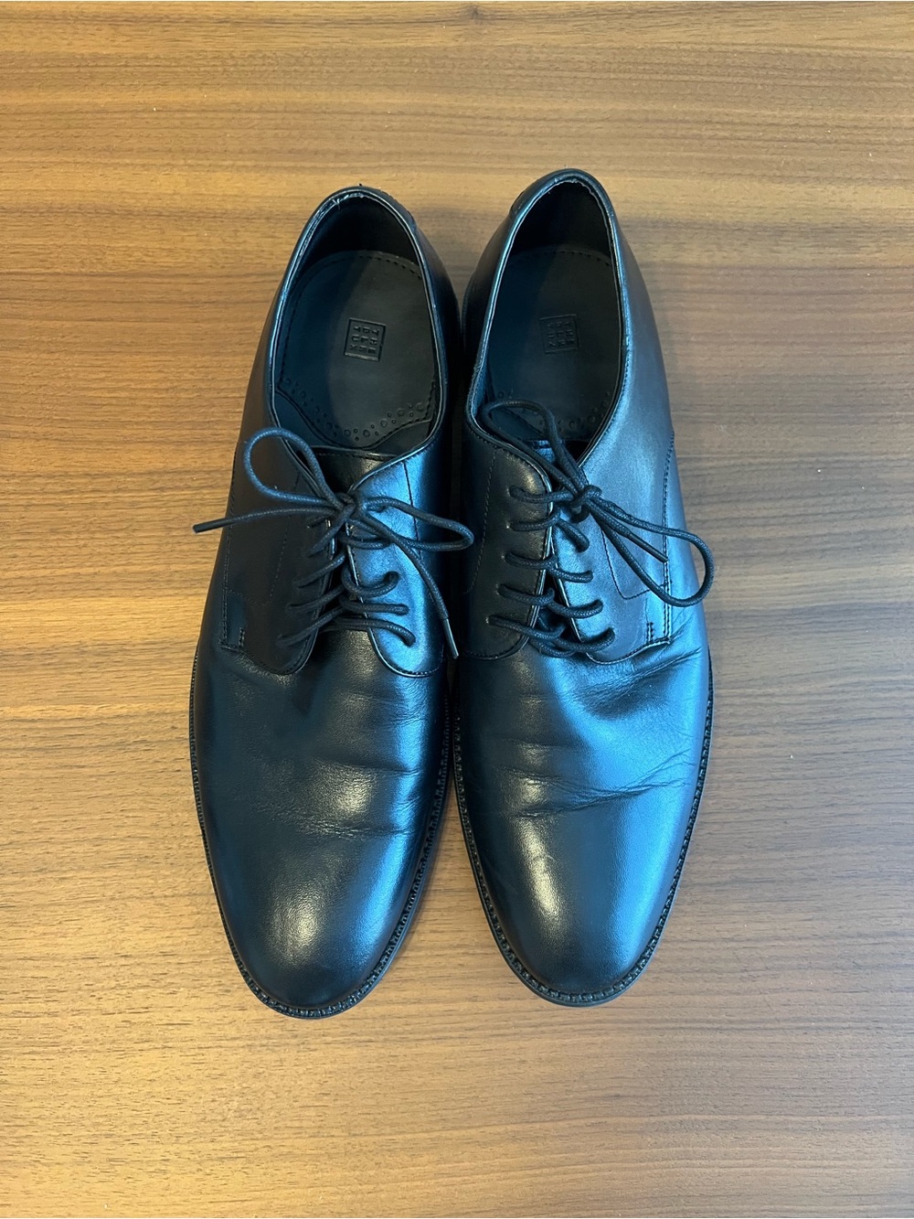 Classic Black Men's Leather Lace-Up Dress Shoes - 10